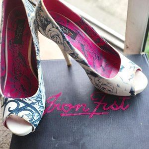 IRON FIST Gated Soul - Peep Toe Stiletto - Angels & Skulls Design